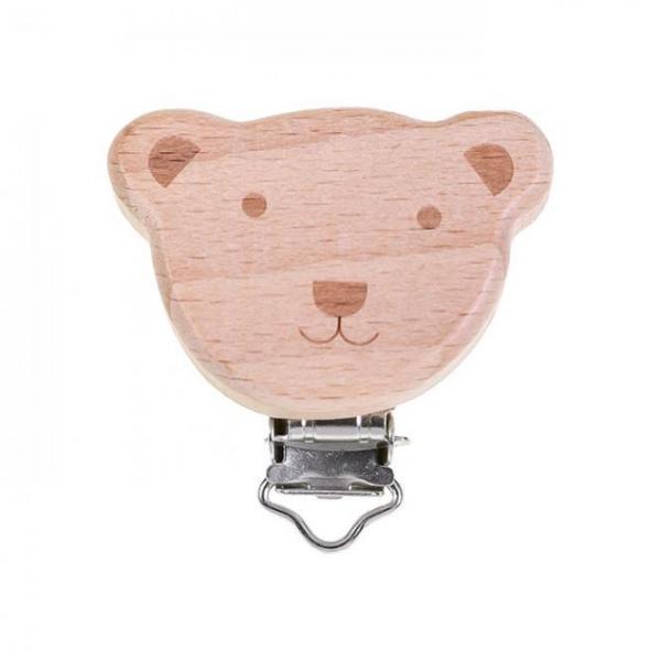 Schnullerclip Holz/Metall Teddy